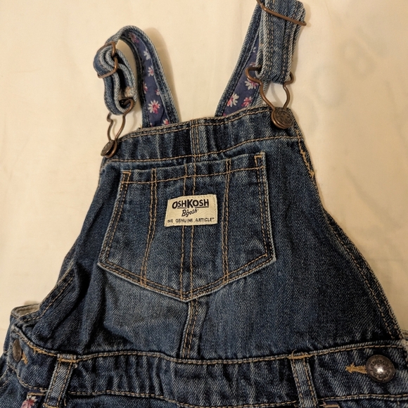 OshKosh Vintage Baby Denim Overalls With Floral Trim Size 24 Months. - Picture 10 of 10